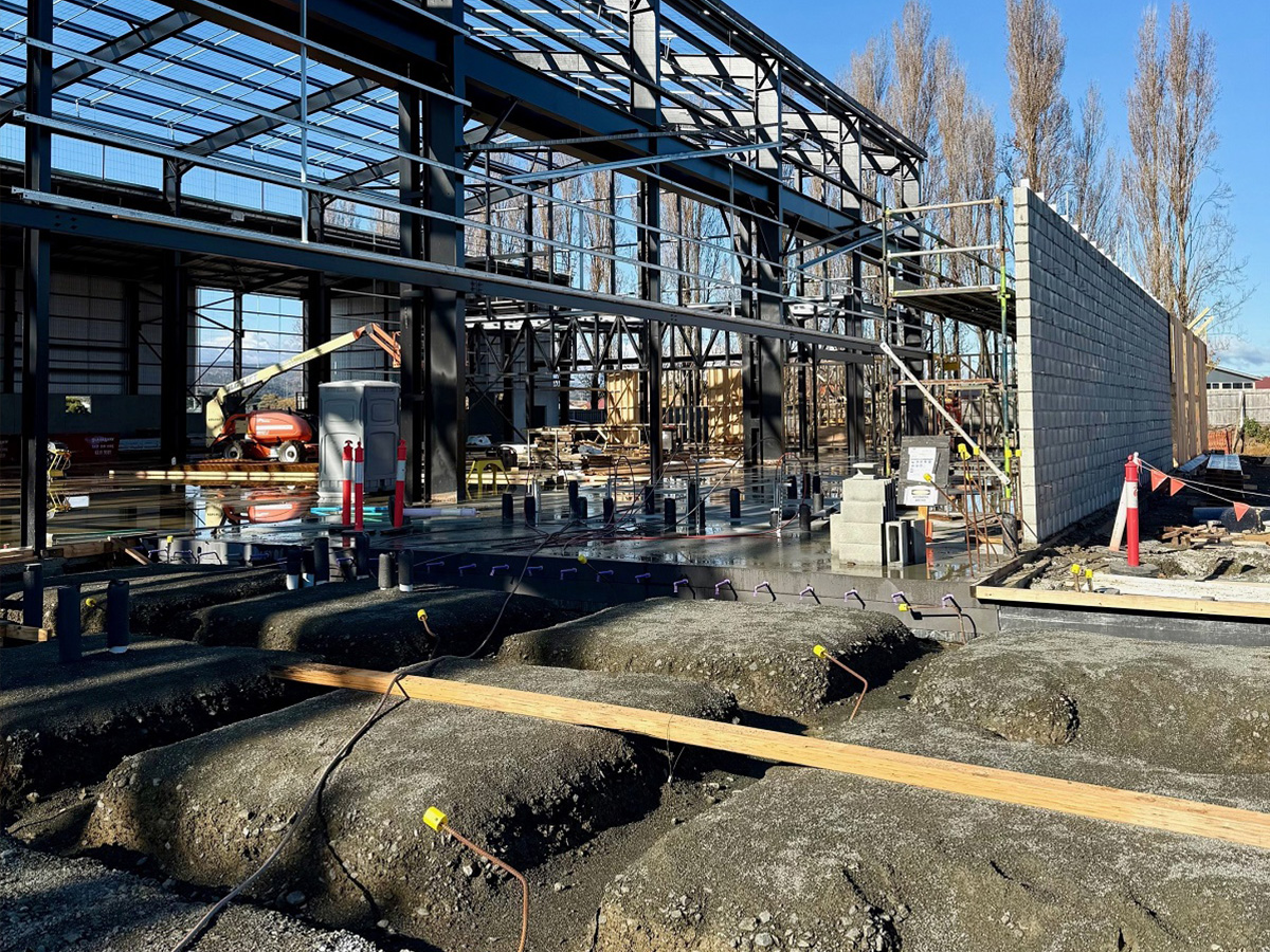 Brick wall being laid
