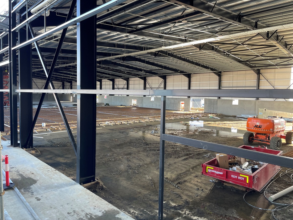 Inside netball building