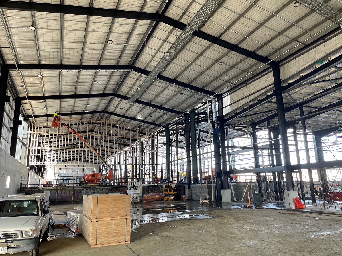 Inside gymnastics building