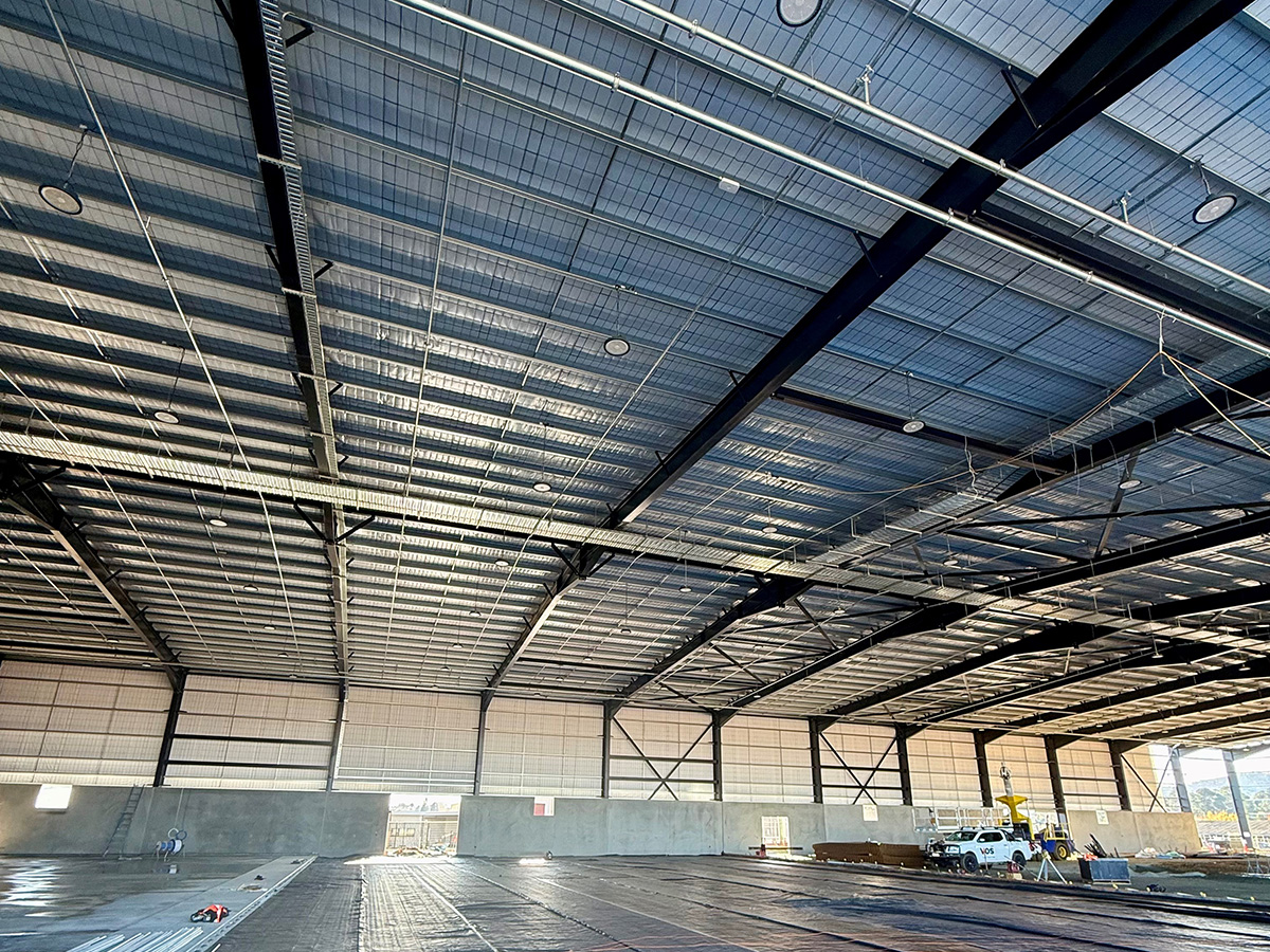 Indoor courts prepared for concrete pour