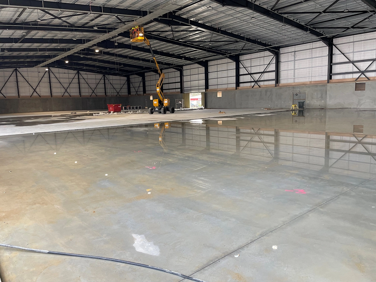 Concrete laid to the inside courts